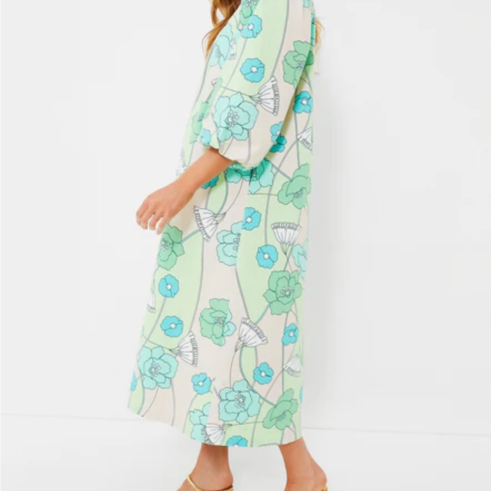 Tuckernuck Hyacinth House Floral Green and Blue Midi Dress - Picture 3 of 6